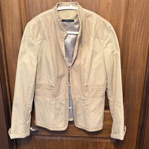 Canvas jacket with leather trim